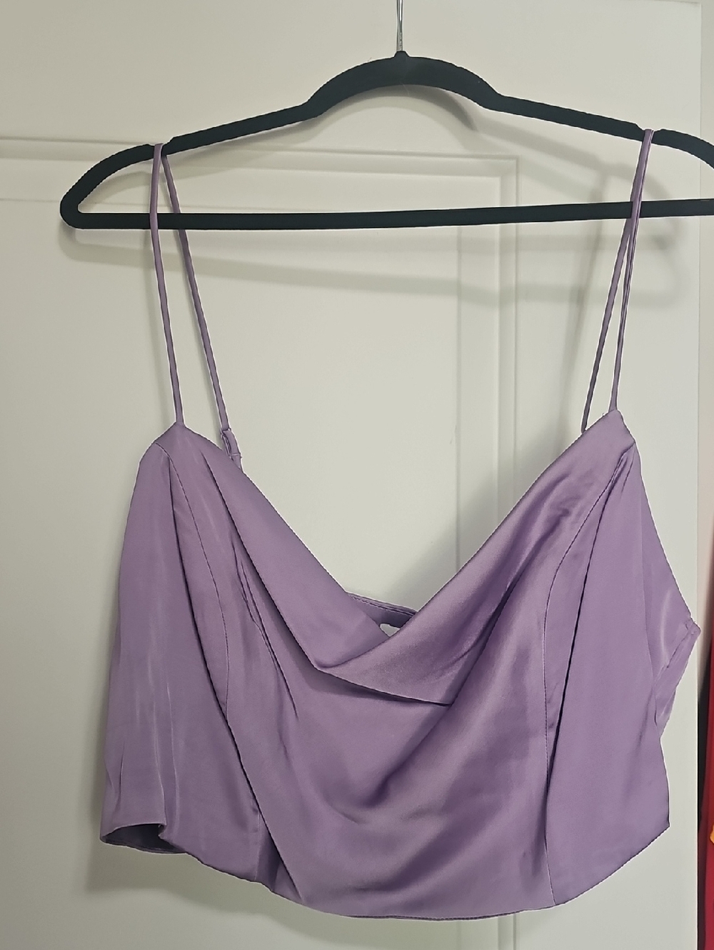 H&M Lavender Satin Cowl Neck Crop Top